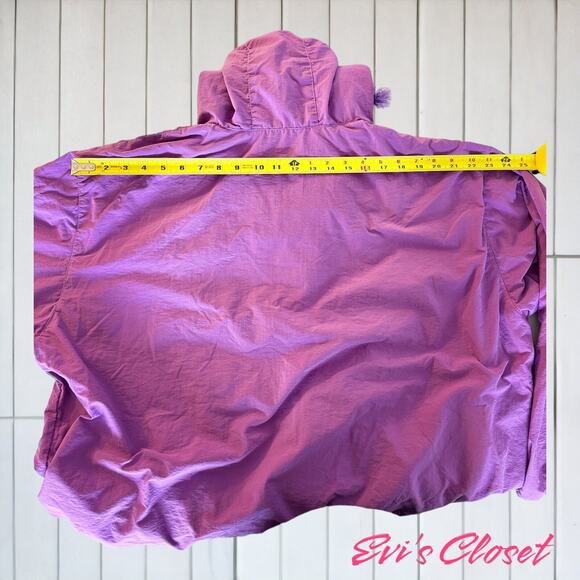 HOM  Jacket Mens, Purple Wind Breaker Pullover Front Side Pockets Hooded - Picture 13 of 14